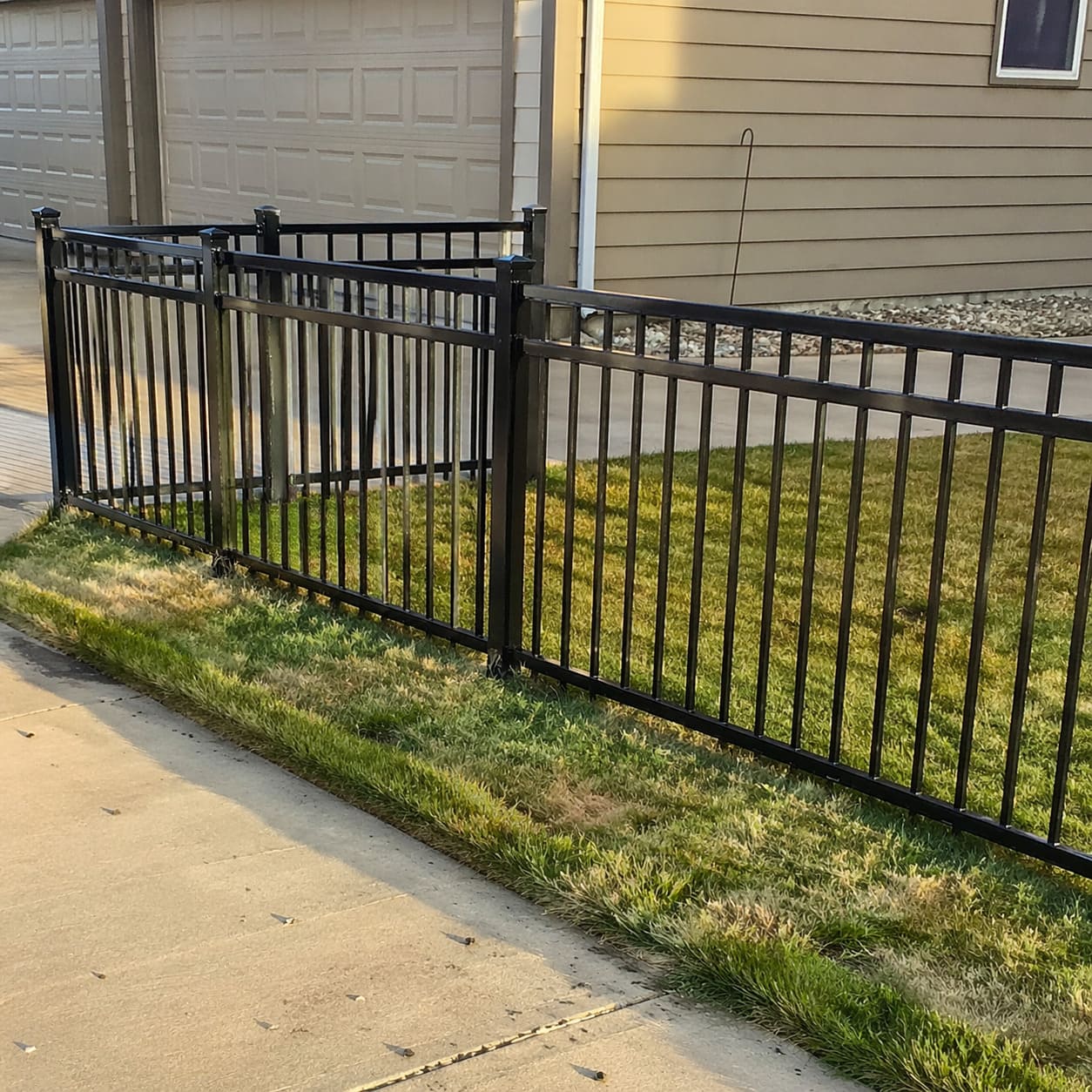 Ornamental Metal Fence – Black powder-coated metal railing fence for property boundary - Sample Image