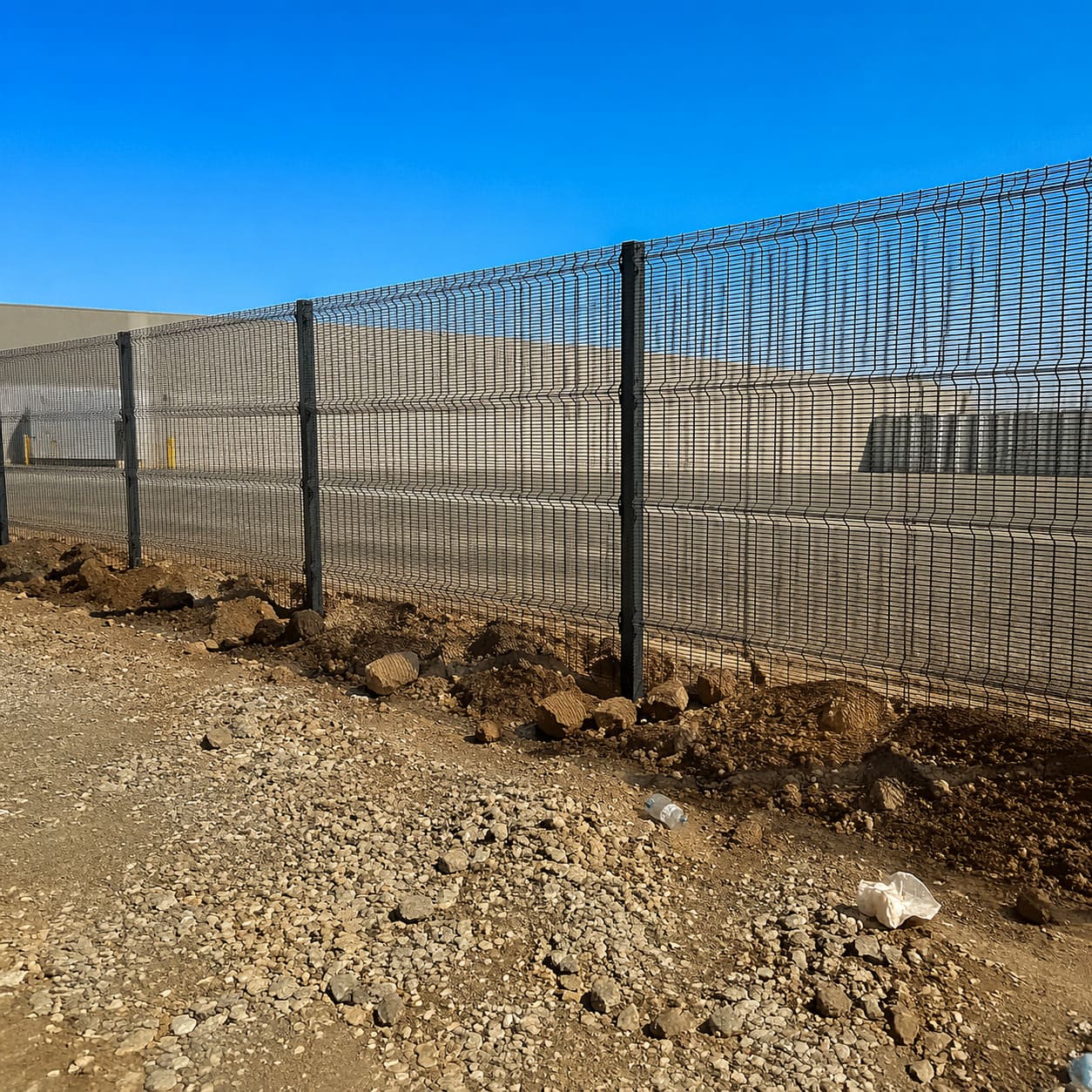 Security Fence – Welded wire mesh security fencing with steel posts for perimeter protection – Sample Image Security Fence – Welded wire mesh security fencing with steel posts for perimeter protection – Sample Image