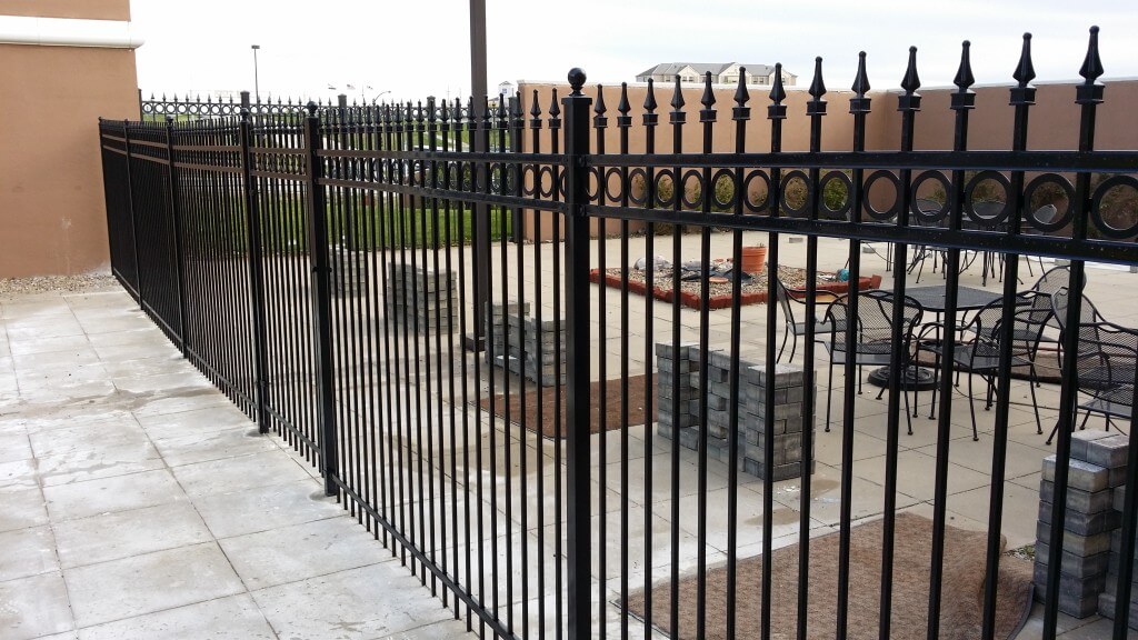 Steel Fence with Rings and Ball tops on the post.